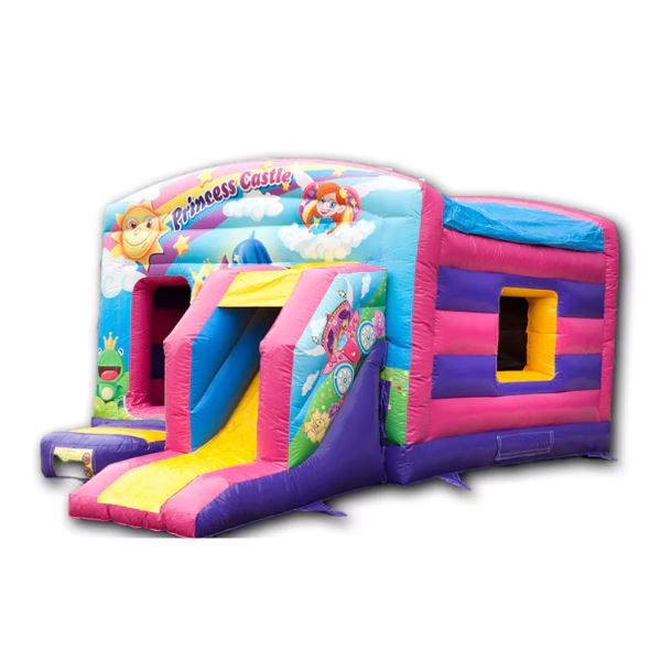 Springkussen prinses met glijbaan 6x4m